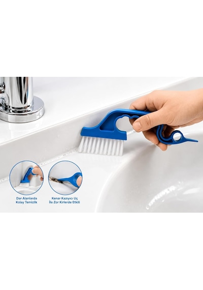 Tr 2'si 1 Arada Kenar Temizleme Fırçası Ve Kazıyıcı Derz, Fayans, Lavabo Ve Küvet Kenarları İçin Temizlik