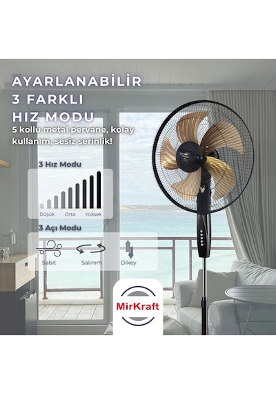 Mirkraft Fs-m5018 18'' Dc Motor 5 Metal Kanatlı Ayaklı Vantilatör