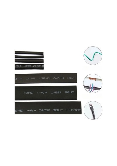 127 Parça Isı İle Daralan Siyah Kablo Tamir Seti, Heat Shrink Makaron Çeşitleri