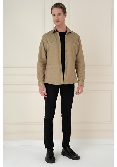 Efor G 1581 Slim Fit Camel Klasik Gömlek Camel