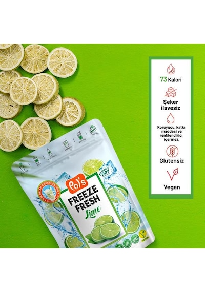 Pol's Freeze Fresh Lime 20 G X 3 Adet Freeze Dry Dondurularak Kurutulmuş Meyve 200 G
