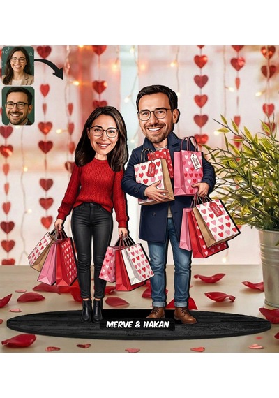 Bk Gift Kişiye Özel Sevgili Karikatürlü Ahşap Biblo -34, Fotoğraftan Karikatür, Sevgililer Günü Hediyesi, Ev Hediyesi Kobitmeyencom36361 Bk Gift