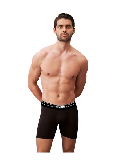 Yohannes Club, Erkek Özel Anatomik Pamuklu Boxer, Renk Seçenekli, Tekli Paket Siyah