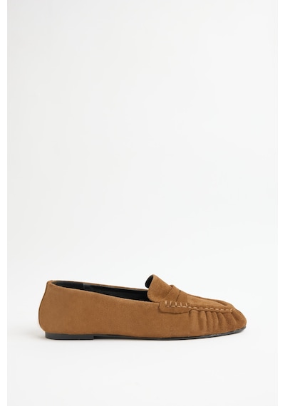 Lutvelizade Loafer 2510 Büzgülü Detaylı Camel Süet Kadın Loafer
