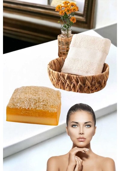 2li Set Doğal Kabak Lifli Keçi Sütü Limon Sabun El Yüz Kurulama Hlu