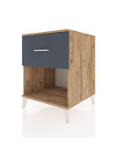 Kronos Komodin Tek Çekmeceli 60x59x80 Çam-antrasit Çam