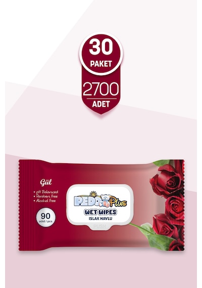 Pedo Gül Kokulu Islak Mendil 90'lı 30 Paket