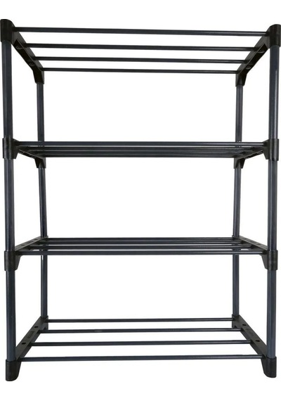 Çok Amaçlı Raf - 4 Katlı Metal Ayakkabılık - Organizer - Kitaplık - Çiçeklik Antrasit