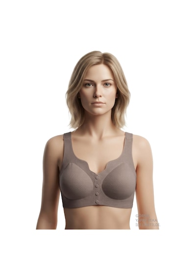 Cottonill Seamless Bra - Virela Lazer Kesim Önden Düğmeli Büyük Beden Kadın Sütyen 3'lü Paket-2 Çok Renkli