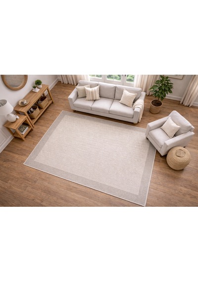Mess Modern Dekoratif Yumuşak Dokulu Sisal Halı 3933 Krem Vizon Çok Renkli
