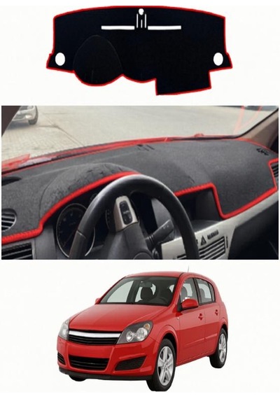 Opel - Astra H 2004-2009 Uyumlu Torpido Koruma Kılıfı - Kırmızı Şeritli