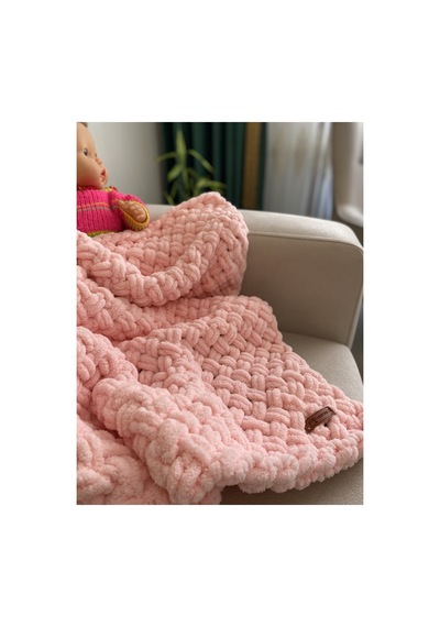 Alize Puffy El Örgü Bebek Battaniyesi Pembe