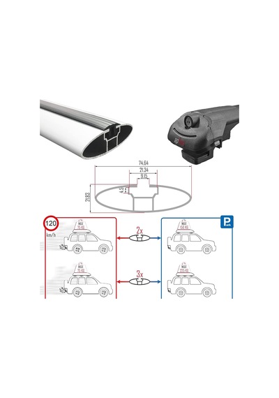 Accessorypart Fiat Doblo 2023 Ve Sonrası İle Uyumlu Ace-1 Ara Atkı Tavan Barı Gri