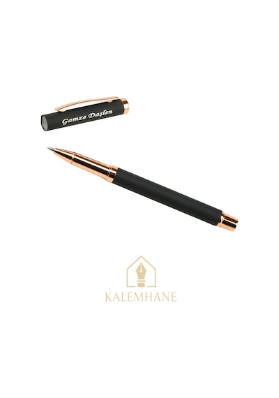 Kişiye Özel Roller Kalem , Rose Gold Ahşap Kutulu Siyah