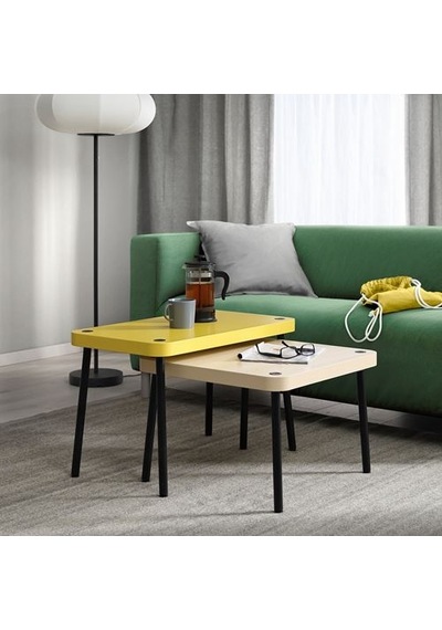 Ikea Sonhult Sehpa Seti, Sarı-huş Görünüm, 2 Parça