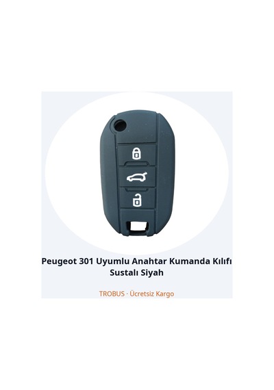 Trobus Peugeot 301 Uyumlu Anahtar Kumanda Kılıfı Katlanır Siyah