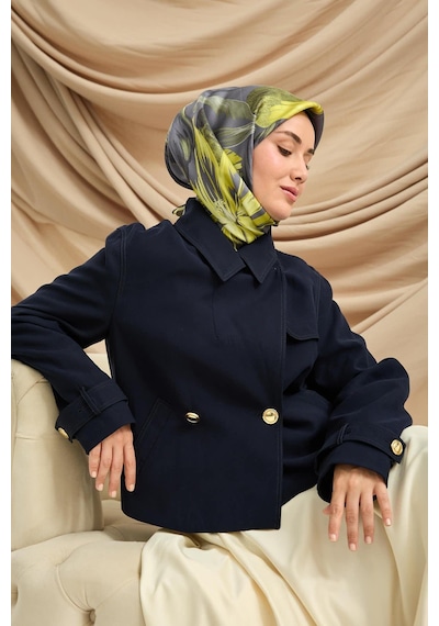 Silk Home Twill İpek Eşarp - 11480-82 Füme Yeşil Çok Renkli