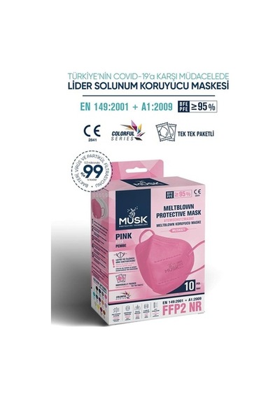 Musk Ffp2 Maske Pembe 10 Adet
