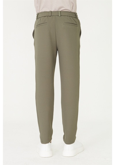 Haki Modern Kesim Bağcıklı Smart Casual Jogger Pantolon Haki