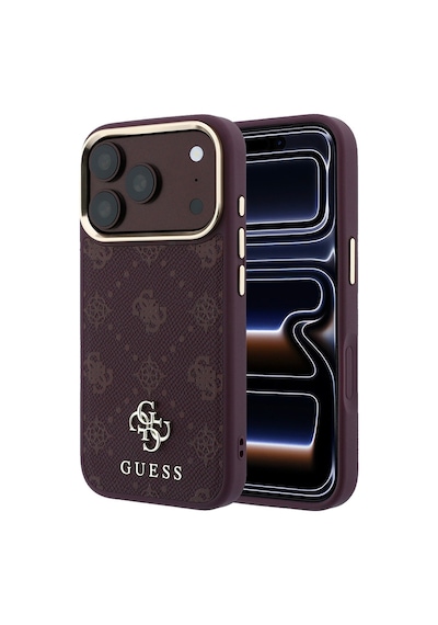 Apple Uyumlu iPhone 18 Pro Max Kılıf Guess Lisanslı M-safeli Klasik Yazı Ve 4g Logolu Pu Deri Peony Kapak Bordo