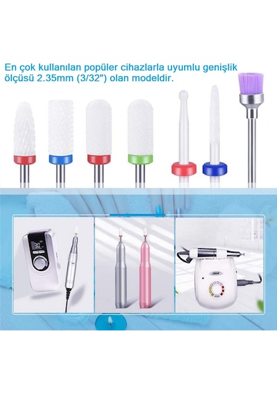 Profesyonel Seramik Pedikür Manikür Uçları 7 Parça