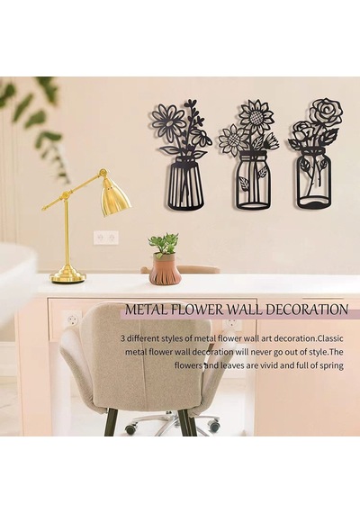 3pcs Metal Bitkiler Duvar Süs Modern Minimalist Sanat Duvar Asma Dekor Teras Balkonu Banyo Dekoru
