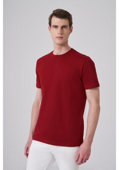 Morven Erkek Bordo Basic Bisiklet Yaka Dynamic Fit Pamuk T-shirt 26yc018008750 Bordo