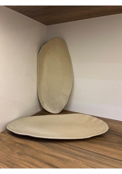 2'li Sahara Tone Dikdörtgen Tabak 36 Cm Yemek/kahvaltı/et/balık/salata/meze Çok Amaçlı Oval Tabak Çok renkli
