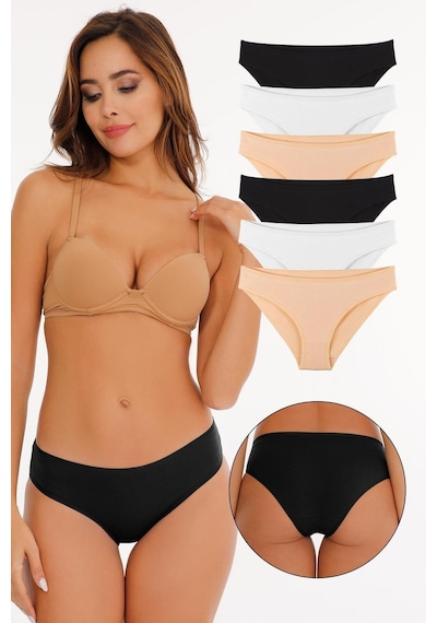 Sensu Kadın Pamuklu Karışık Renkli 6'lı Slip Külot Model-2