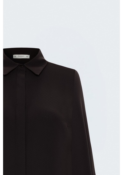 Sateen Desenli Klasik Gömlek - Koyu Kahve-137925 Koyu Kahverengi
