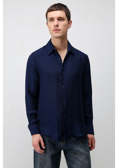 Antioch Crinkled Relax Fit Erkek Gömlek Lacivert