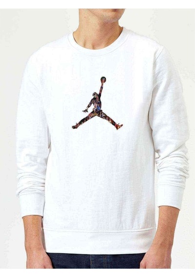 Basketball Baskılı Beyaz Erkek Örme Sweatshirt (528415656)