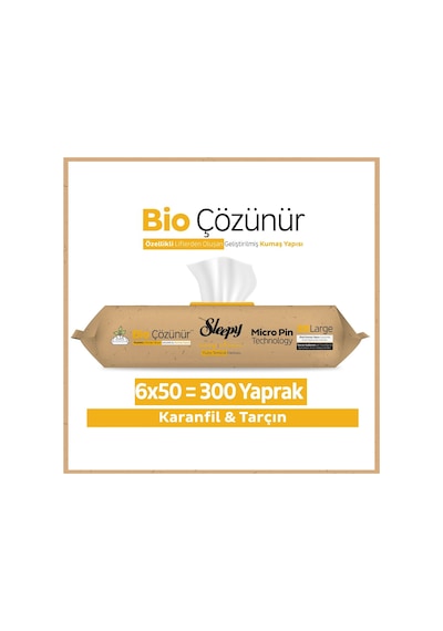 Sleepy Bio Çözünür Yüzey Temizlik Havlusu&Mendili Karanfil&Tarçın 6x50 (300 Yaprak)