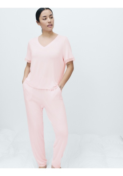 Marks & Spencer Dantel Detaylı Pijama Takımı T37002301J Pembe