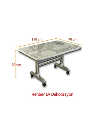 Pratik 70X110 Tekerlekli Orta Sehpa Krom Nikel Kaplamalı Metal (494118493)