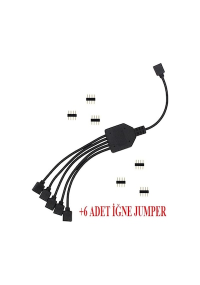 Alfais 4377 RGB Şerit 4 Pin LED Çoklayıcı Splitter Tek Kumanda 5 Çıkış