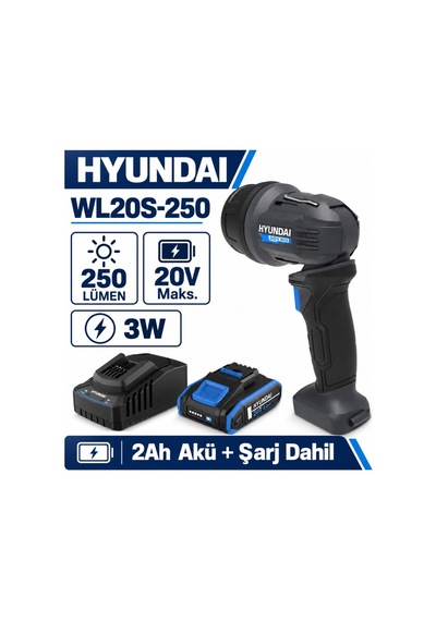 Hyundai Wl20s-250 20v Akülü Led Çalışma Lambası Seti 250 Lümen 2ah Akü Ve Şarj Cihazı Dahil 1 Adet