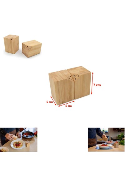 Mıknatıslı Tuzluk Bambu Ahşap Mıknatıslı 2 Li Tuzluk Baharatlık Ahşap