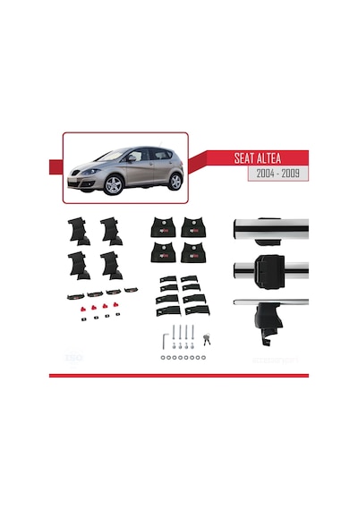 Seat Altea 2004-2009 Arası İle Uyumlu Ace-4 Ara Atkı Tavan Barı Gri
