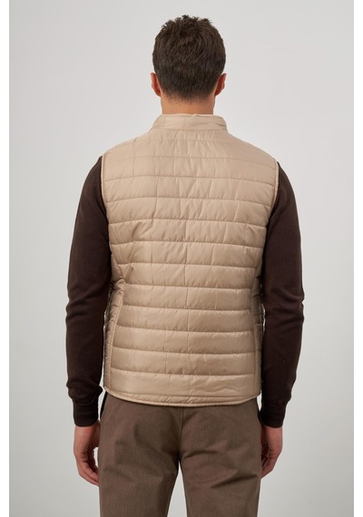 İmza Bej Kapitone Dik Yaka Düz Garnisiz-biyesiz Slim Fit Yelek 1009245150 Bej