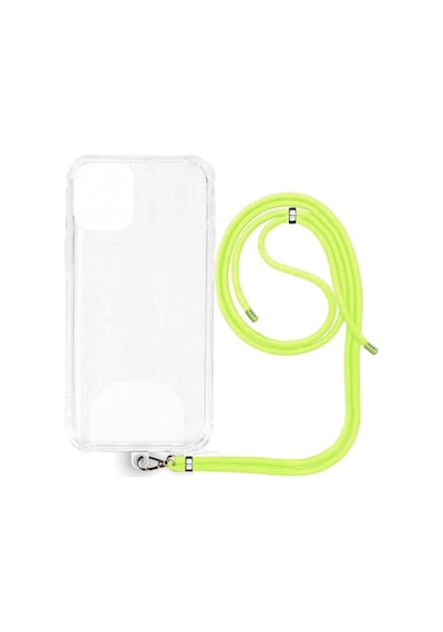 Apple Uyumlu iPhone 16 Plus İp Askılı Şeffaf Silikon Kılıf Neonsarı