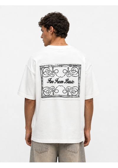 Respire Erkek Ffb Nakışlı Oversize T-shirt Ekru