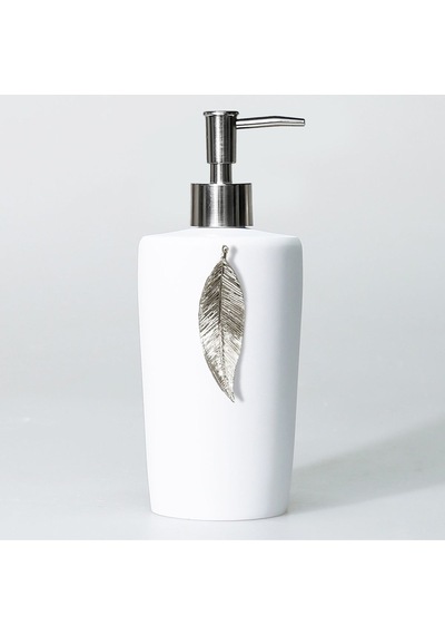 Leaf Sıvı Sabunluk Beyaz Gümüş