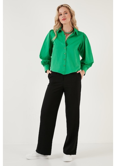 Lela Regular Fit Balon Kollu Poplin Bayan Gömlek 611Go0153 Benetton