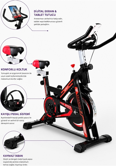 Exclusive Kondisyon Bisikleti Spinning Bike Egzersiz Aleti Siyah - Turuncu