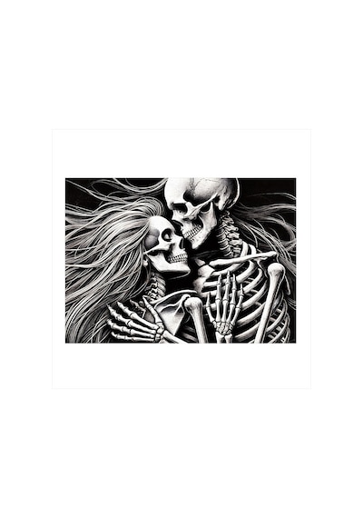 Aşık İskeletler Ve Ölümsüzlük Modern Ahşap Tablo