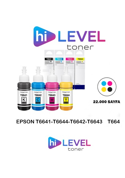 Ht-t6641-set Hilevel Toner,epson L565 T6641 T6642 T6643 T6644 22k Sayfa 4 Renk Cmyk Muadil Kartuş