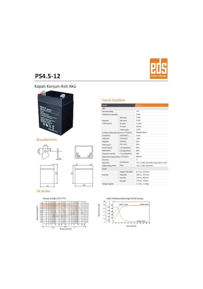 Unıtech Bakımsız Kuru 12v/4,5a Akü