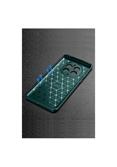 Realme 12 Pro Plus Uyumlu Kılıf Auto Focus Karbon Kapak - Koyu Yeşil
