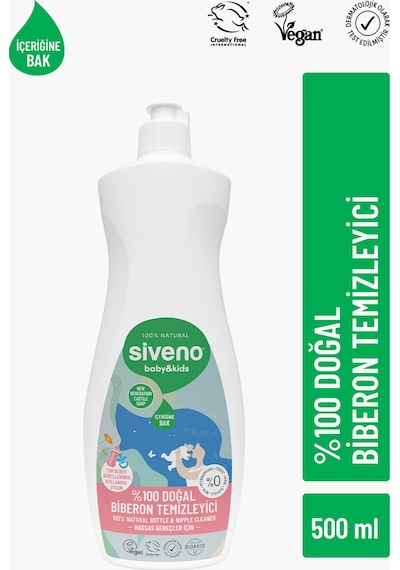 Siveno %100 Doğal Emzik ve Biberon Temizleyicisi Bitkisel Elde Bulaşık Sabunu Nemlendirici Vegan 500 ml